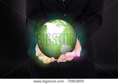 Midsection Of Businesswoman With Cupped Hands