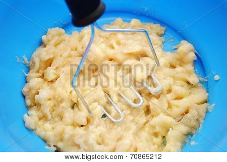 Mashing Ripe Bananas For A Nutiritous Muffin Or Bread