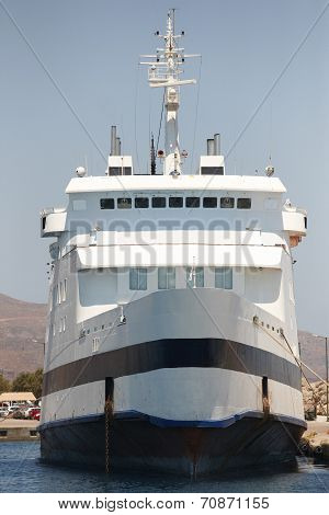 Ferry At Kissamos Port In Crete. Greece