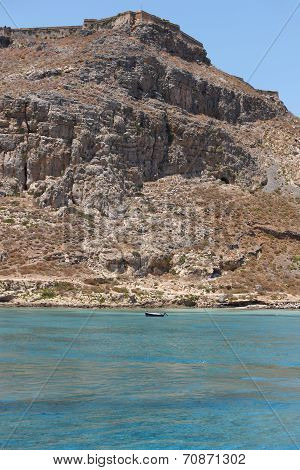 Venetian Castle At Imeri Gramvousa Bay. Crete. Greece