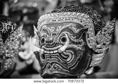 Hua Khon (Thai Traditional Mask) Used in Khon - Thai traditional dance of the Ramayana Saga