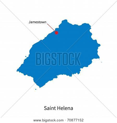 Detailed vector map of Saint Helena and capital city Jamestown