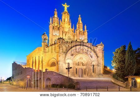 Tibidabo church on mountain in Barcelona