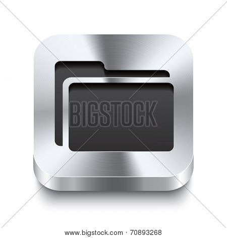 Square Metal Button Perspektive - Folder Icon