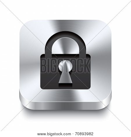 Square Metal Button Perspektive - Lock Icon