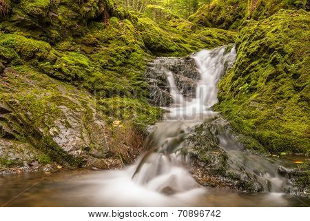 Close-up Of Small Waterfall In The Park (slow Shutter Speed)