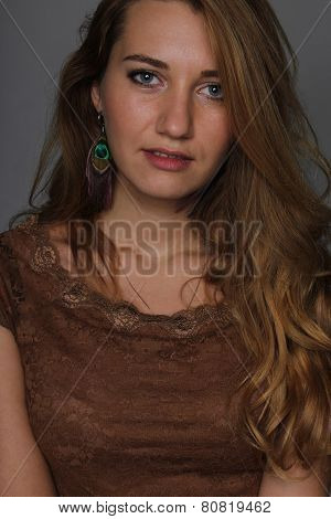 portrait of the young girl of 25 years