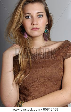portrait of the young girl of 25 years