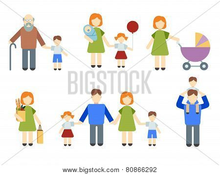 Set of flat people