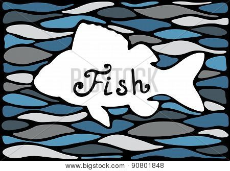 Silhouette of a fish on a sea background