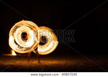Man Fire Show on the beach