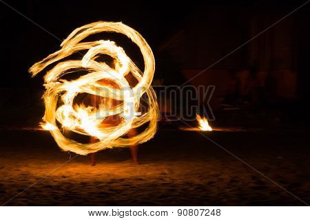 Man Fire Show on the beach