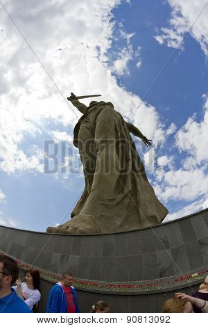 At The Foot Of The Monument Of Motherland Calls In Mamayev Kurgan