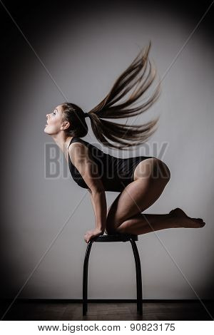 Atletic Woman Fit Slim Body Posing
