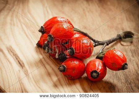 Hawthorn On Wooden Table Background
