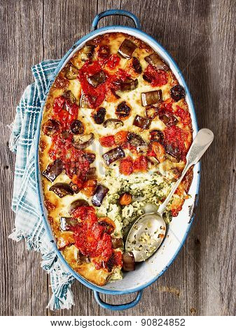 Rustic Italian Baked Vegetable Ragu With Spinach Polenta