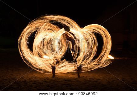 Man Fire Show on the beach