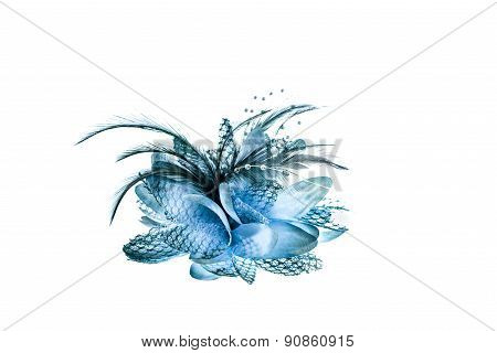 Fashion Hair Accessories And Brooches Made Of Colorful Feather On White Background