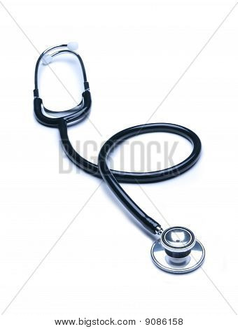 schwarz Stethoscope in blauen Ton