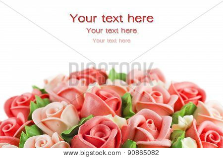 Congrats Rose Flower Cream Cake Traditional And Blessing Occation Isolated On White Background.