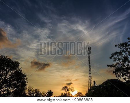 Telecommunications Mast At Dawn