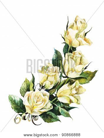 White Roses Watercolor