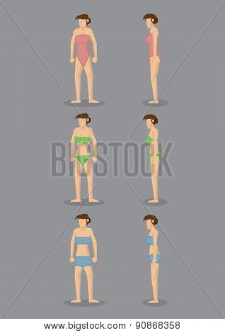 Lady In Swimsuit Vector Character Illustration