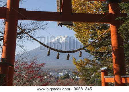 Chureito Pagoda In Fujiyoshida, Japan