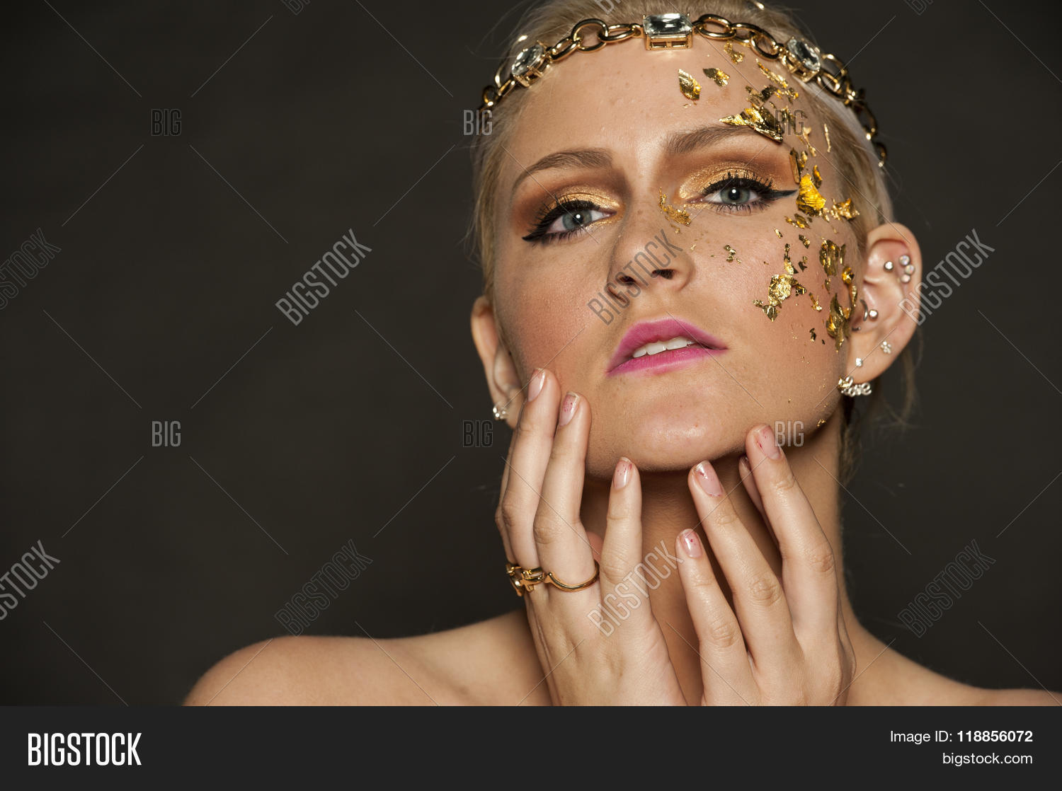 Gold Flakes On Face Image & Photo (Free Trial) Bigstock