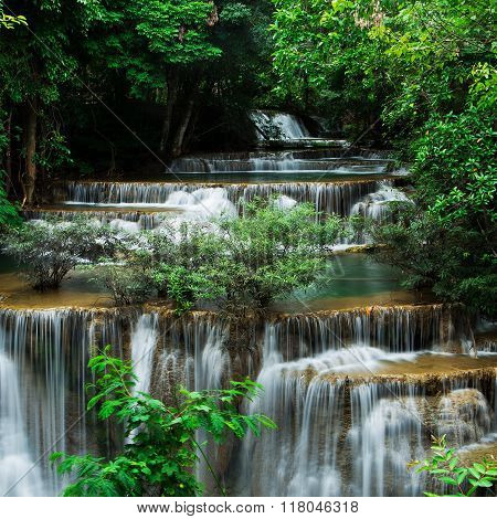 Fourth floor of Huay Mae Kamin Waterfall Khuean Srinagarindra National Park Kanchanaburi Thailand