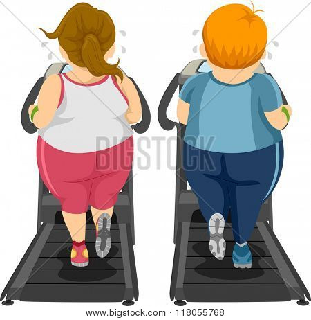Illustration of a Couple while doing their Workout at the Threadmill