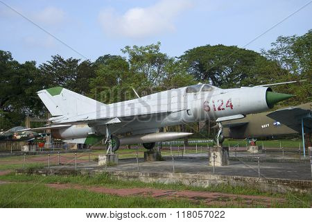 The MIG-21 in the city Museum of Hue. Vietnam
