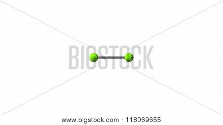 Chlorine is a yellow-green gas under standard conditions where it forms diatomic molecules