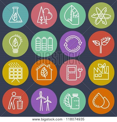 Energy-saving set of colored icons