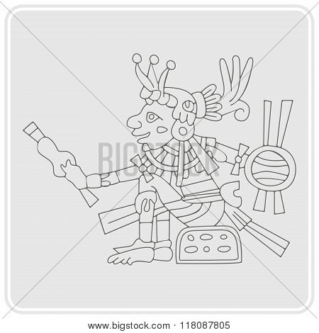 monochrome icon with symbols from Aztec codices