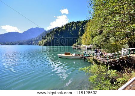 View Of The Mountain Lake Rizza, Abkhazia