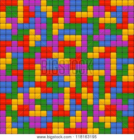 Tetris Bricks Seamless Background. Vector