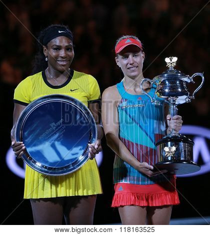 Australian Open 2016 finalist Serena Williams and Grand Slam champion Angelique Kerber of Germany