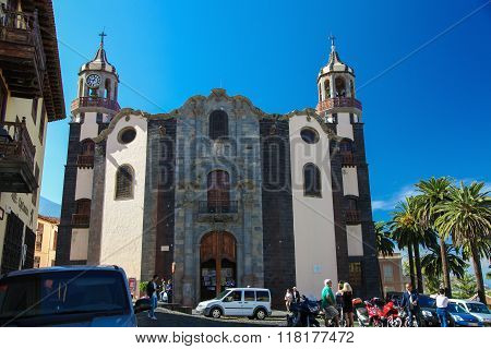 LA OROTAVA SPAIN - JANUARY 22 2016: Church Nuestra Senora de la Concepcion in La Orotava a town in Tenerife Canary Islands Spain