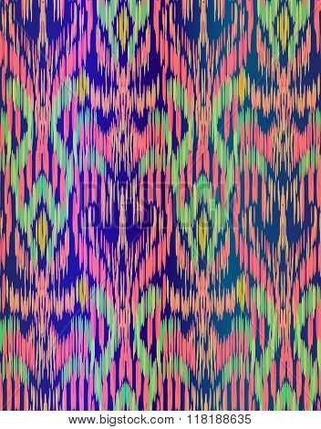 seamless  ikat pattern. beauitiful ethnic ornament textile tradition coloring technique. vertical stripes and brush strokes form a geometrical ornament.