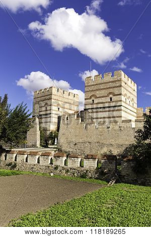 Vertical View Of Ancient Fortress Wall Of The Belgradkapi Ruins