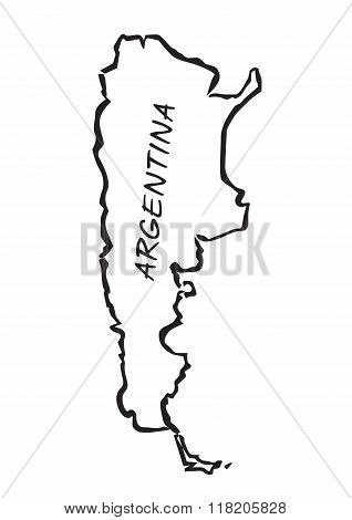 Black Borders Of Argentina. Vector Illustration.