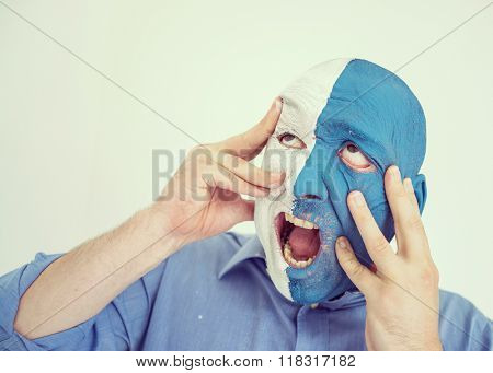 Paint color gesture expression man face