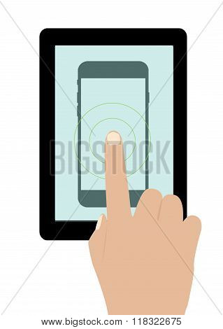 Touch screen smartphone sign icon. Hand pointer symbol. Flat design style