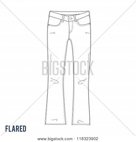 flared jeans vector