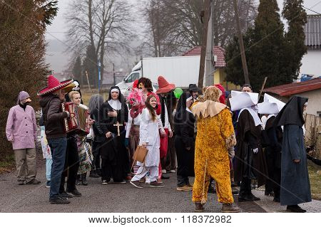 People Attend The Masopust Carnival