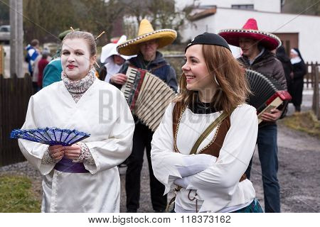 People Attend The Masopust Carnival