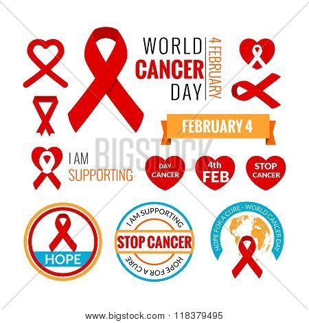 World Cancer Day elements collection. Vector illustration