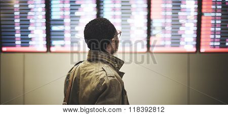 Business Man looking Checking Airport Concept