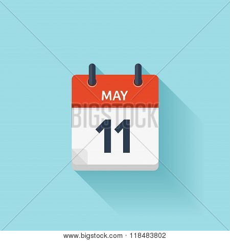 May  11. Vector flat daily calendar icon. Date and time, day, month. Holiday.